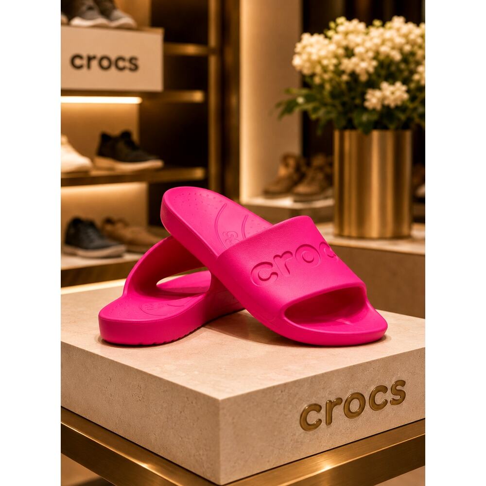 Crocs Unisex Slide Sandals Vivid Pink 10